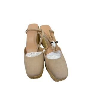 NWT LOFT Square Toe Espadrille Wedge Sandals Women’s Size 9 Summer Raffia Preppy